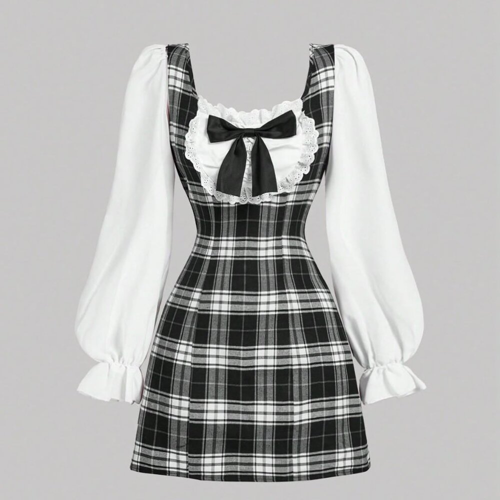 black and white dress